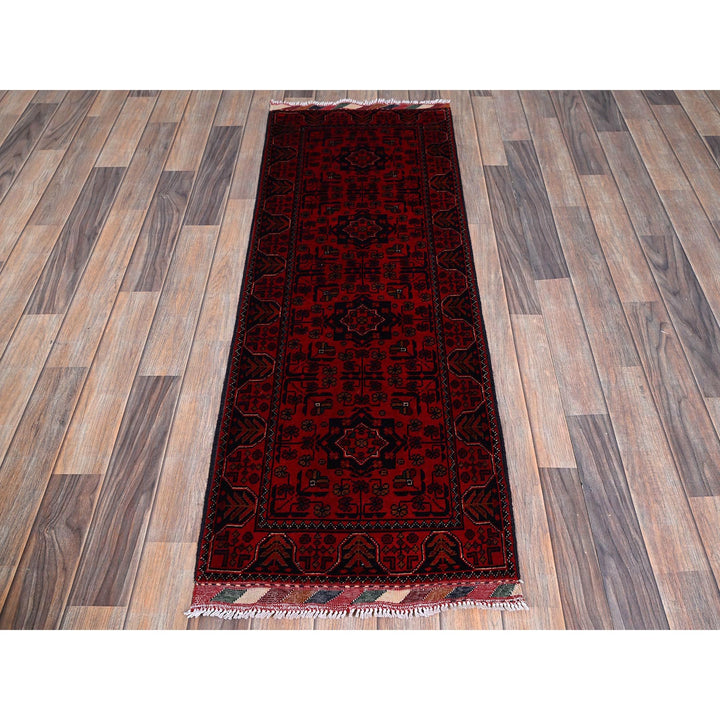 1'9" x 4'11" New Hand Knotted Red Wool Runner Oriental Rug - MOA102741