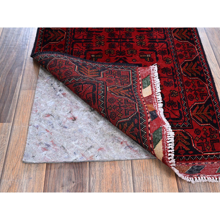 1'9" x 4'11" New Hand Knotted Red Wool Runner Oriental Rug - MOA102741