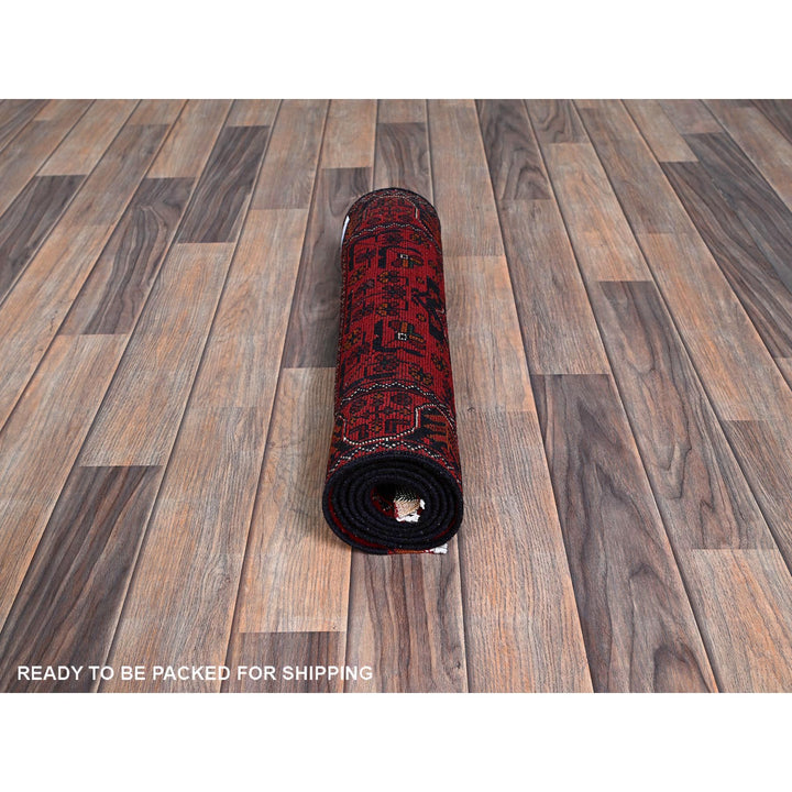 1'9" x 4'11" New Hand Knotted Red Wool Runner Oriental Rug - MOA102741