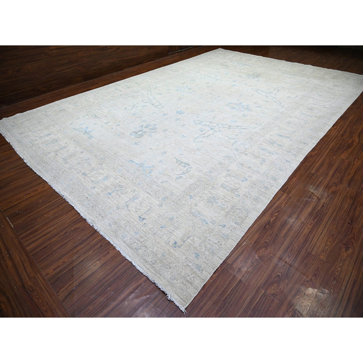 11'6" x 17'4" New Hand Knotted Grey Wool Rectangle Oriental Rug - MOA10274206