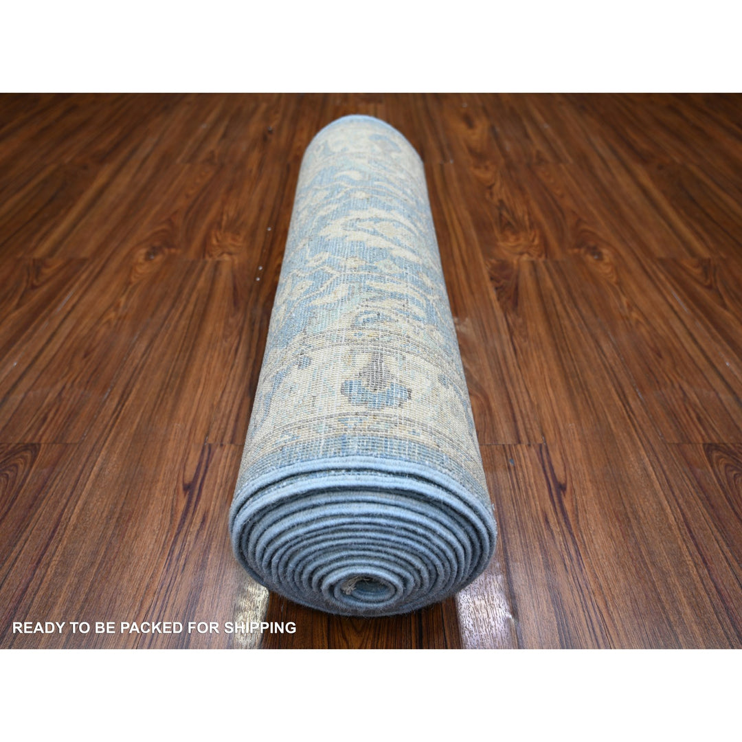 2'5" x 18'9" New Hand Knotted Blue Wool Runner Oriental Rug - MOA10274240