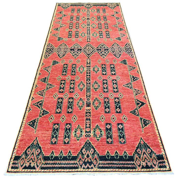 4'0" x 9'10" New Hand Knotted Red Wool Runner Oriental Rug - MOA10274262