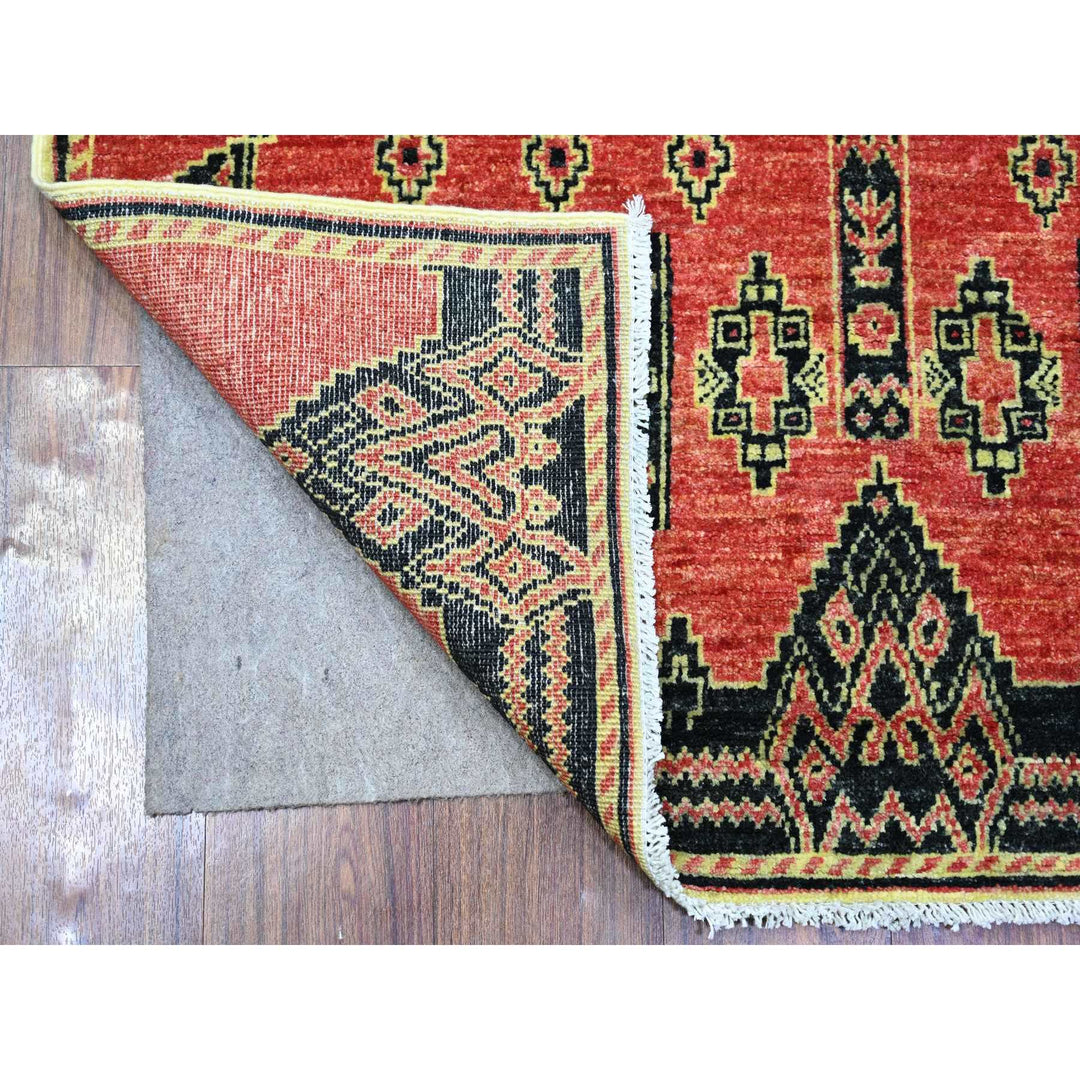 4'0" x 9'10" New Hand Knotted Red Wool Runner Oriental Rug - MOA10274262