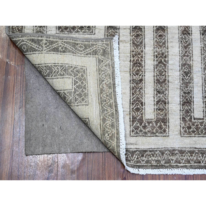 3'10" x 9'7" New Hand Knotted Brown Wool Runner Oriental Rug - MOA10274263