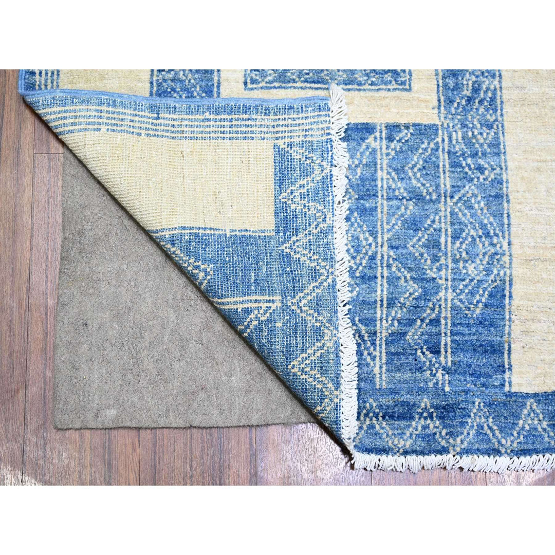 8'0" x 9'0" New Hand Knotted Blue Wool Rectangle Oriental Rug - MOA10274277