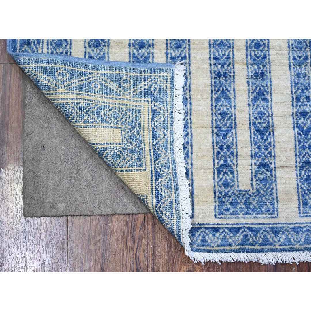 2'6" x 7'4" New Hand Knotted Blue Wool Runner Oriental Rug - MOA10274286