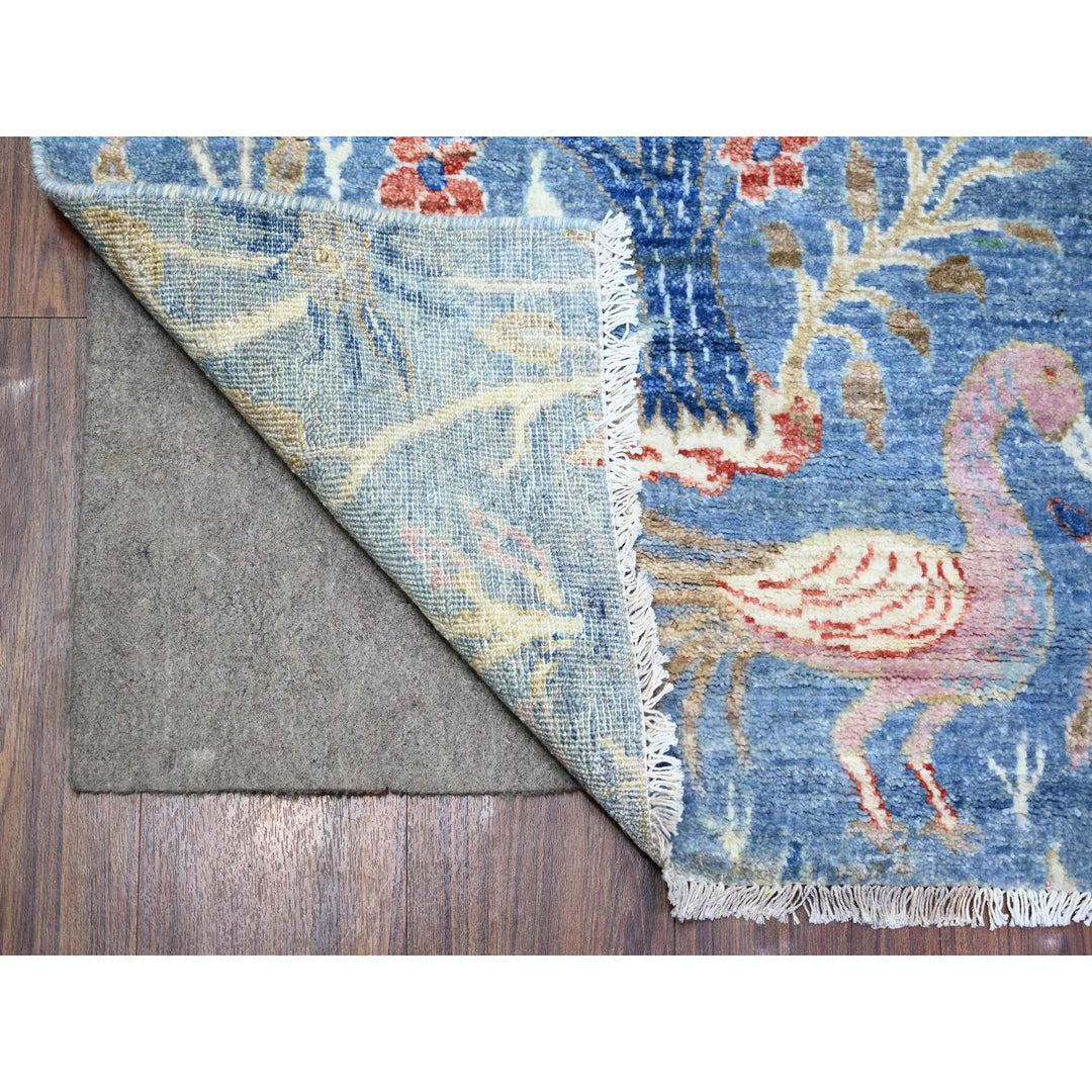 6'0" x 9'0" New Hand Knotted Blue Wool Rectangle Oriental Rug - MOA10274293