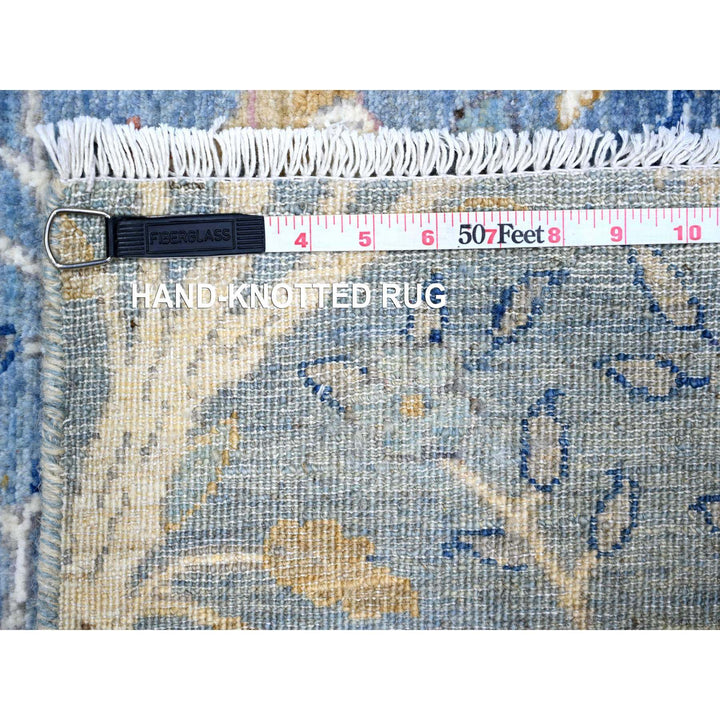 6'0" x 9'0" New Hand Knotted Blue Wool Rectangle Oriental Rug - MOA10274293