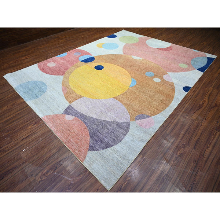 9'0" x 12'0" New Hand Knotted Multicolored Wool Rectangle Oriental Rug - MOA10274294