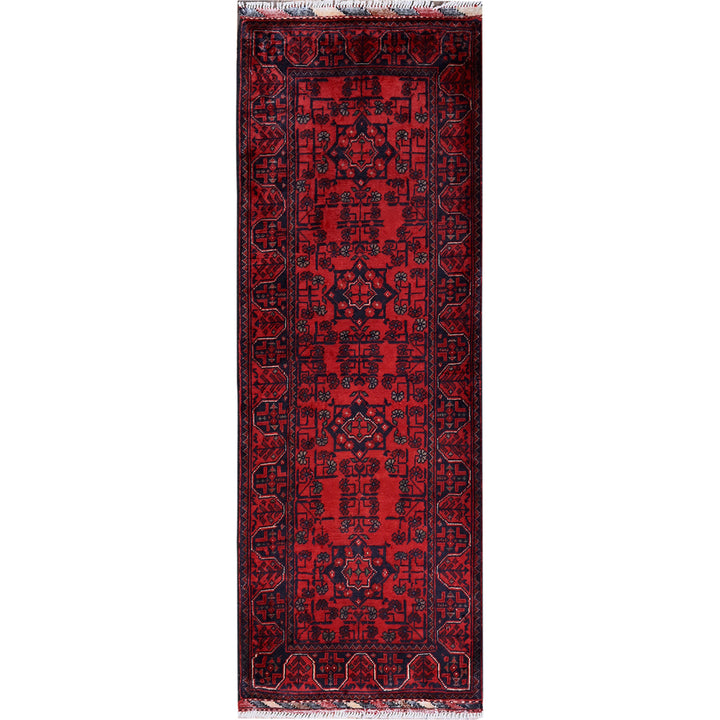 1'10" x 5'1" New Hand Knotted Red Wool Runner Oriental Rug - MOA102742