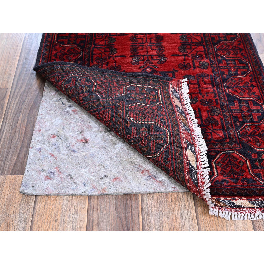 1'10" x 5'1" New Hand Knotted Red Wool Runner Oriental Rug - MOA102742