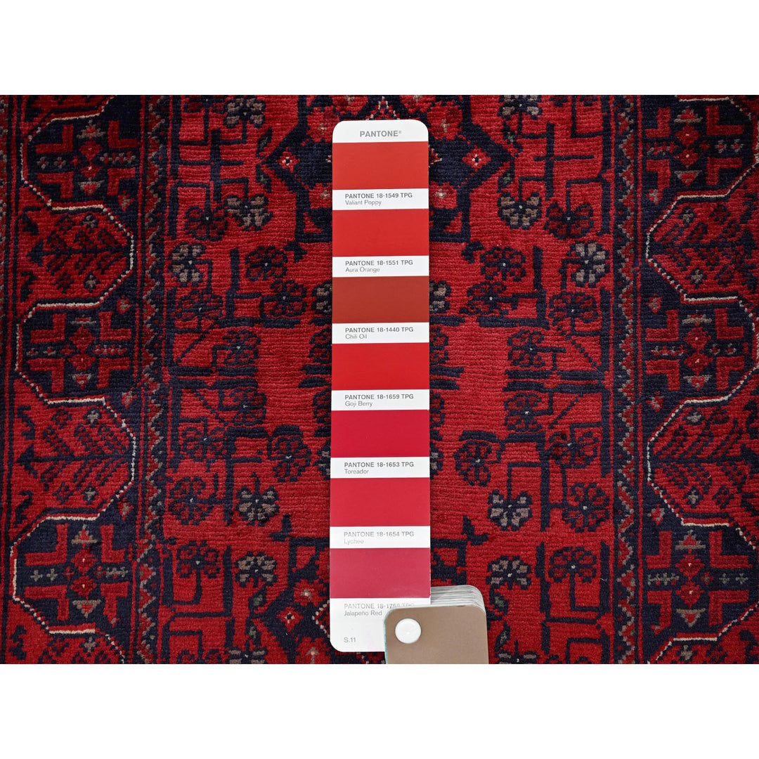 1'10" x 5'1" New Hand Knotted Red Wool Runner Oriental Rug - MOA102742