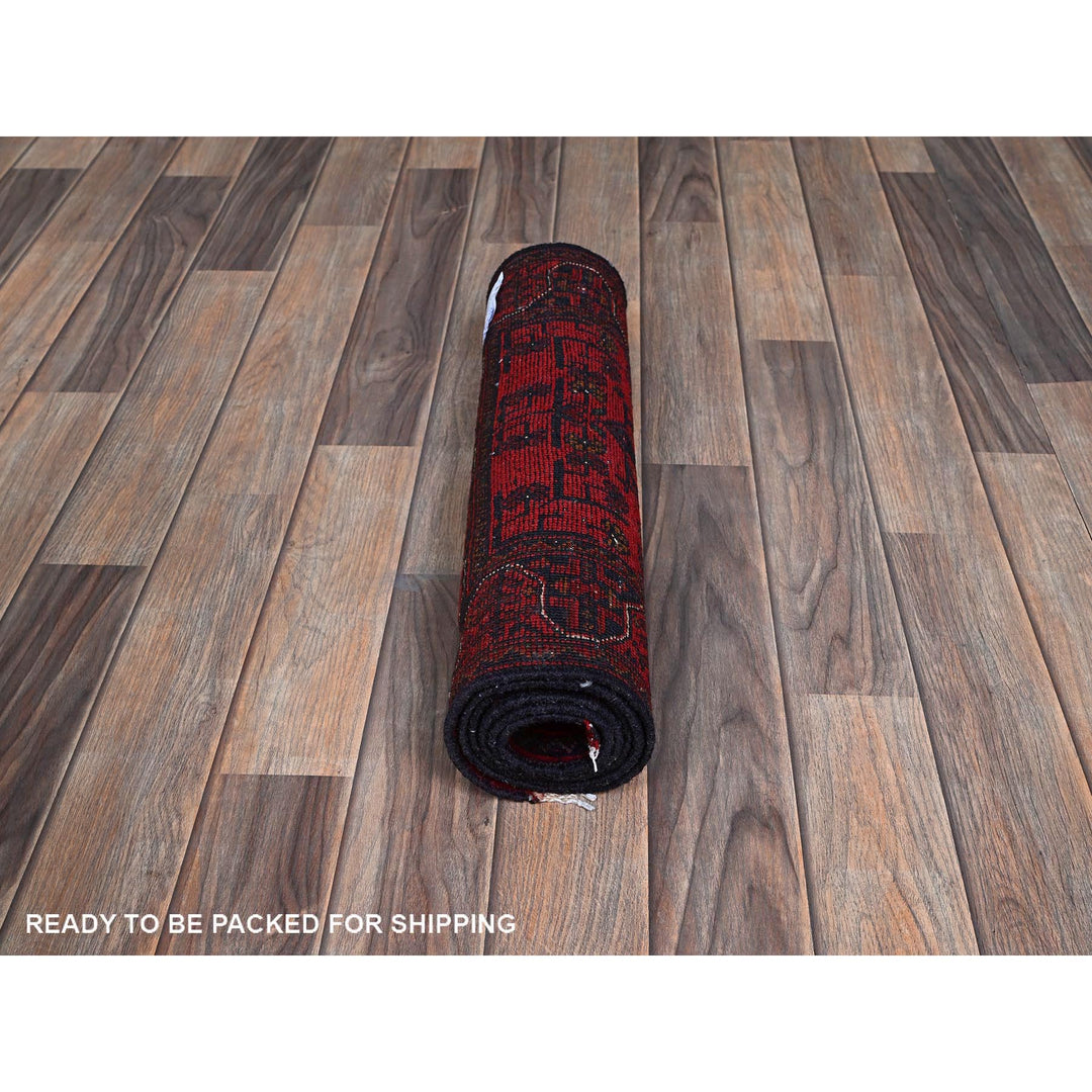 1'10" x 5'1" New Hand Knotted Red Wool Runner Oriental Rug - MOA102742