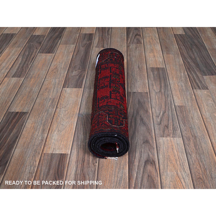 1'10" x 5'1" New Hand Knotted Red Wool Runner Oriental Rug - MOA102742