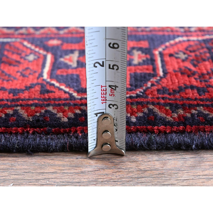 1'10" x 5'1" New Hand Knotted Red Wool Runner Oriental Rug - MOA102742