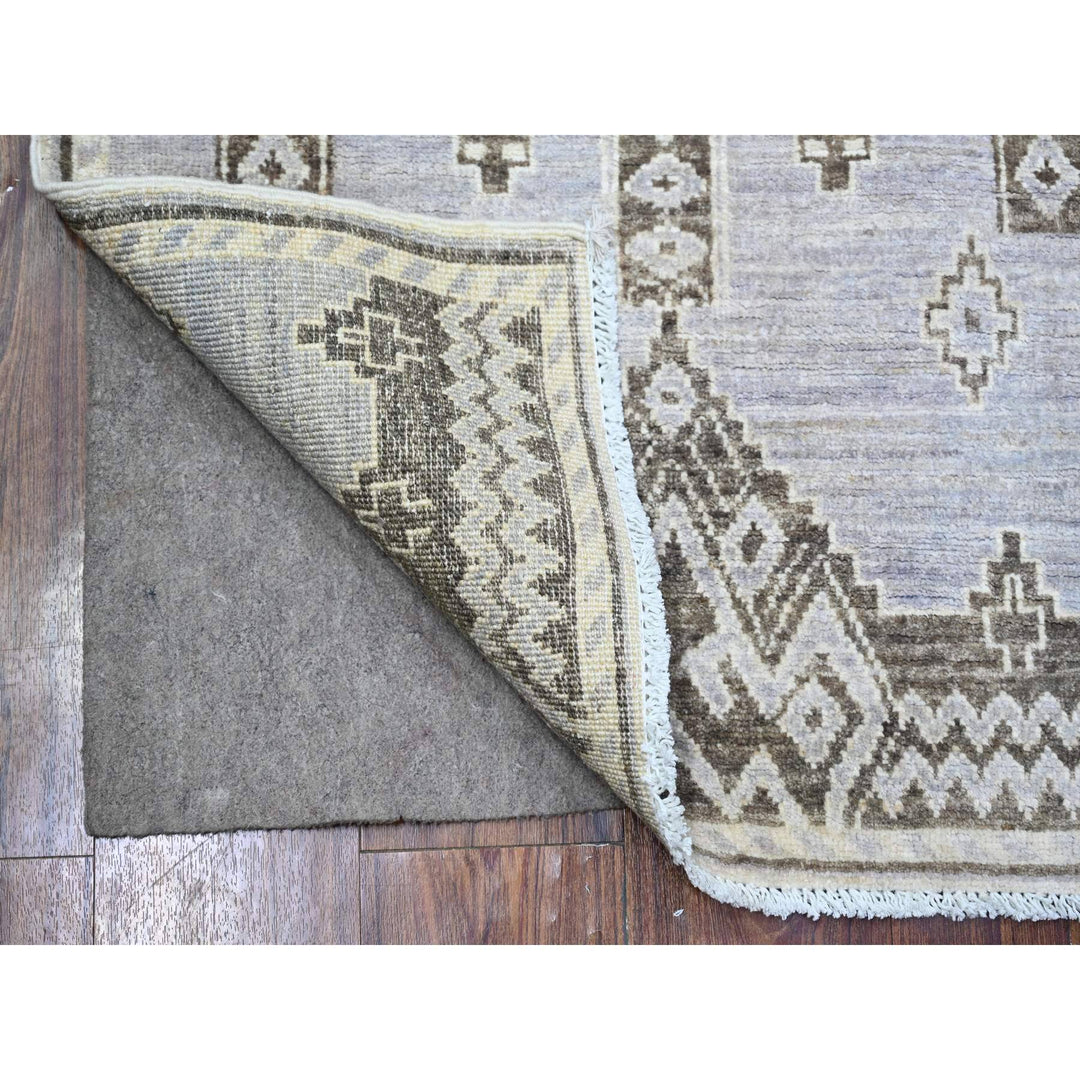 2'5" x 5'8" New Hand Knotted Grey Wool Runner Oriental Rug - MOA10274321