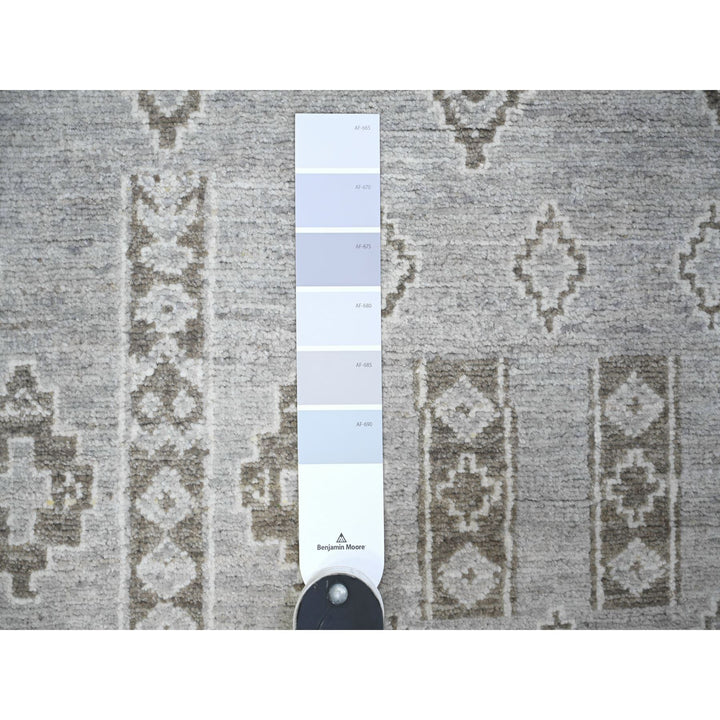 4'0" x 9'1" New Hand Knotted Grey Wool Runner Oriental Rug - MOA10274328