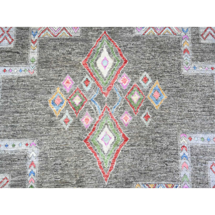 9'10" x 13'8" New Hand Knotted Grey Wool Rectangle Oriental Rug - MOA10274329