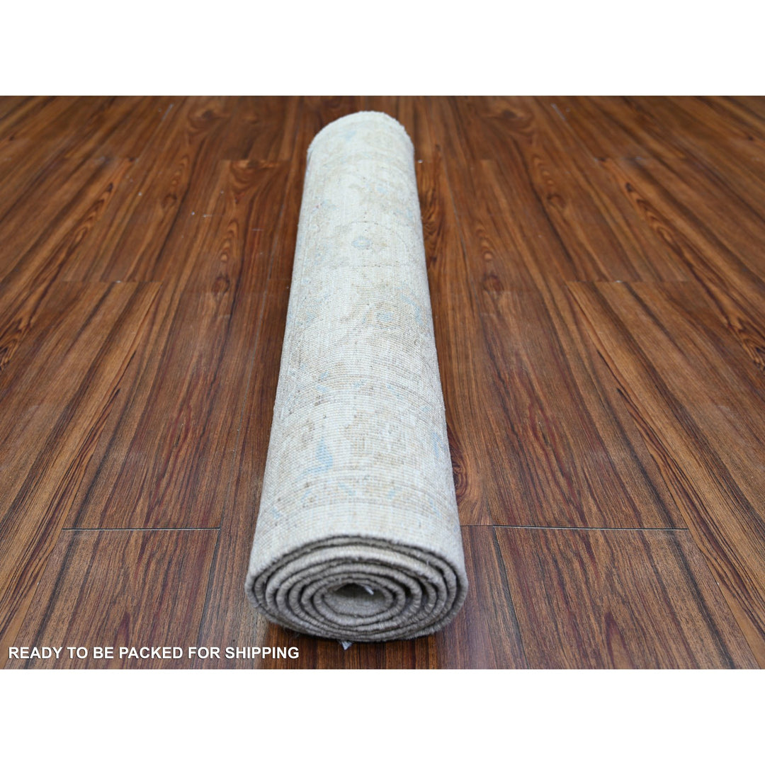 2'9" x 7'8" New Hand Knotted Ivory Wool Runner Oriental Rug - MOA10274369