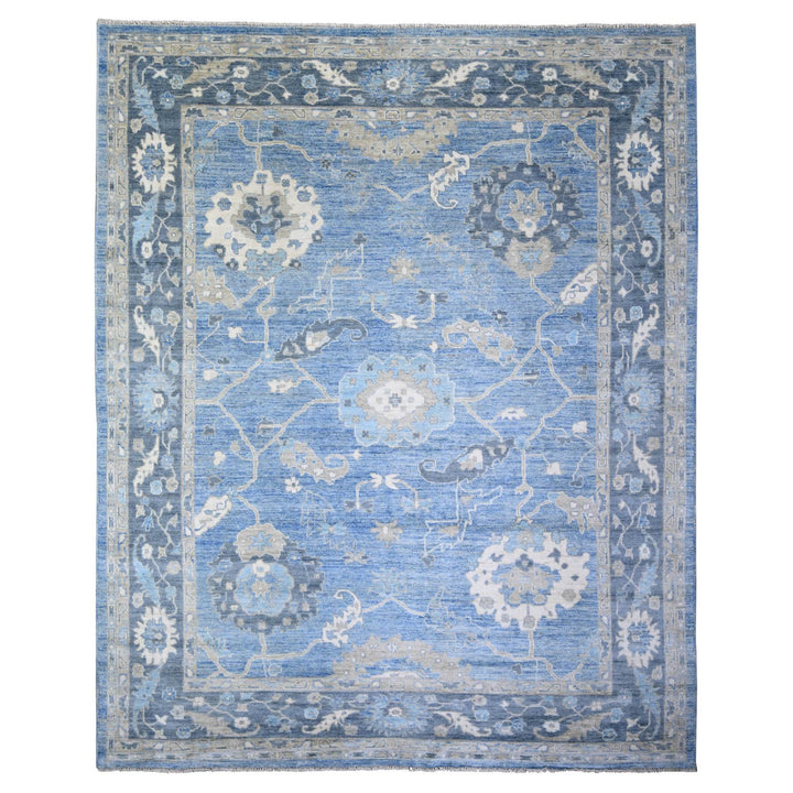 9'1" x 11'9" New Hand Knotted Blue Wool Rectangle Oriental Rug - MOA10274373