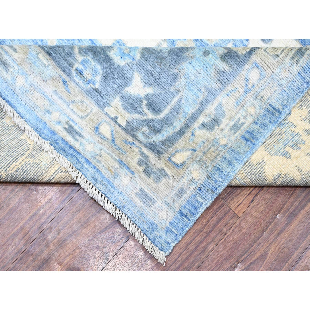 9'1" x 11'9" New Hand Knotted Blue Wool Rectangle Oriental Rug - MOA10274373