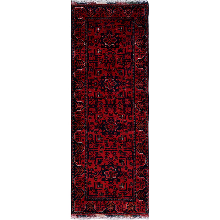 1'9" x 5'0" New Hand Knotted Red Wool Runner Oriental Rug - MOA102743