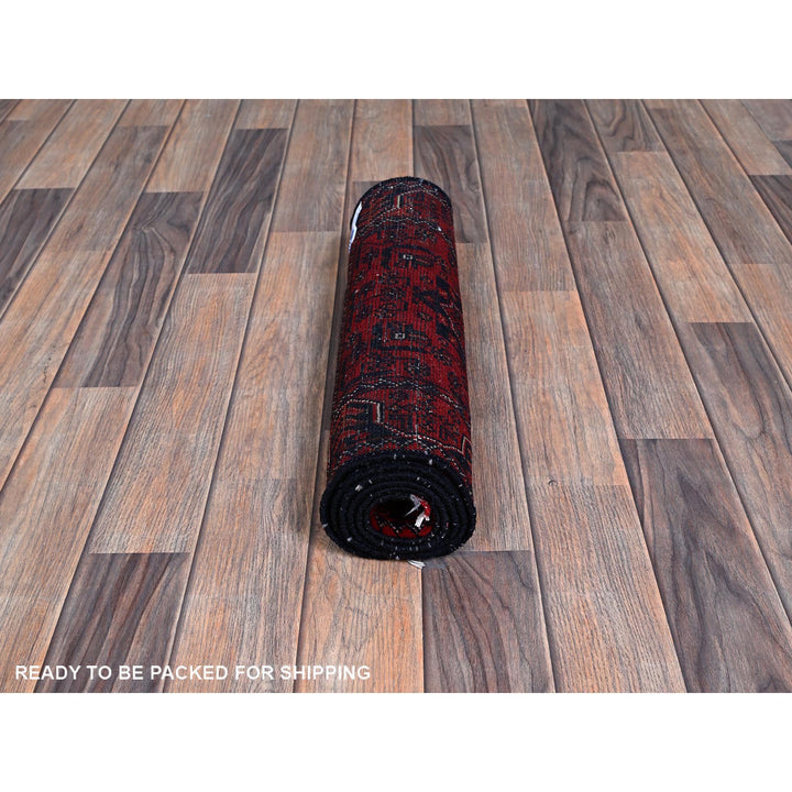 1'9" x 5'0" New Hand Knotted Red Wool Runner Oriental Rug - MOA102743