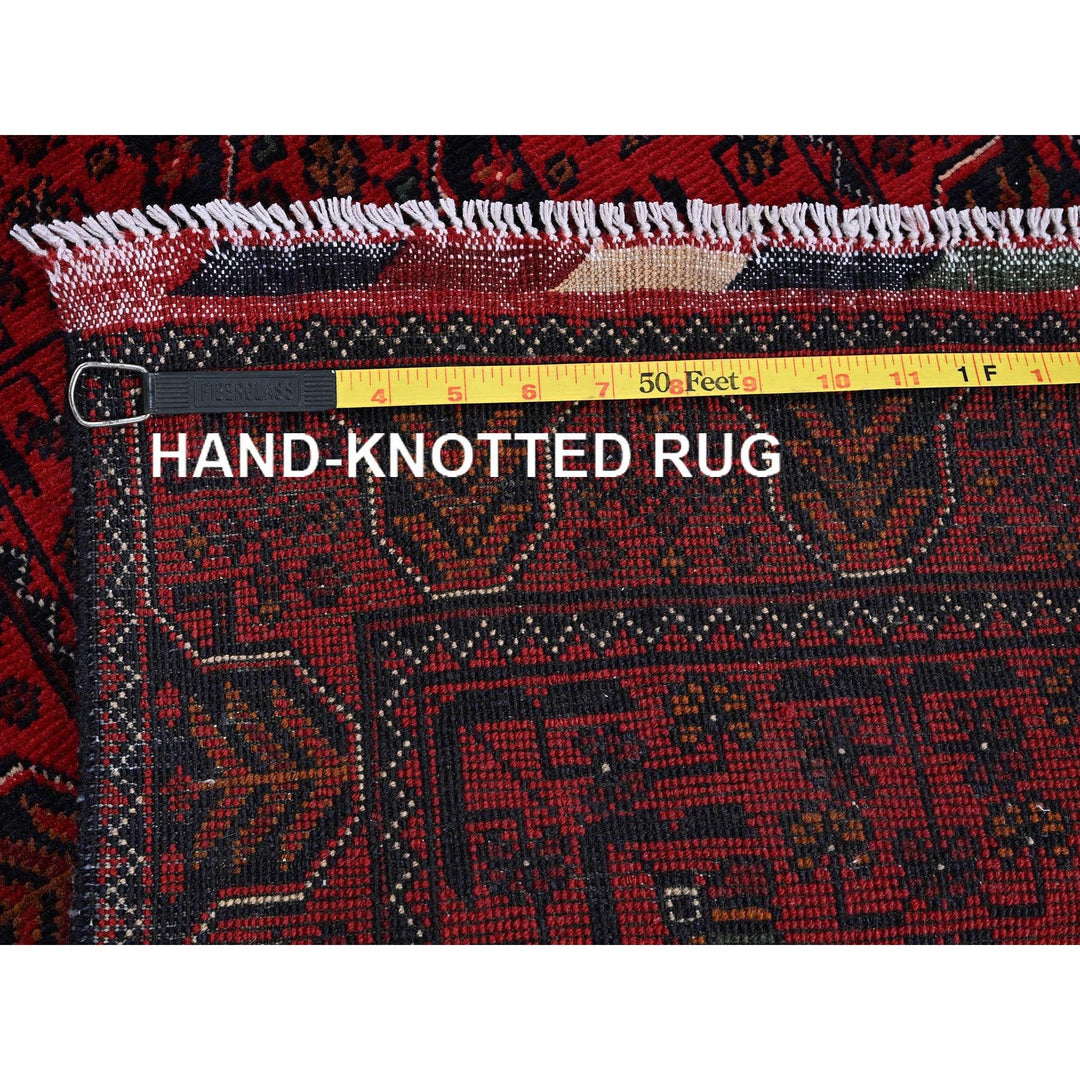 1'9" x 5'0" New Hand Knotted Red Wool Runner Oriental Rug - MOA102743