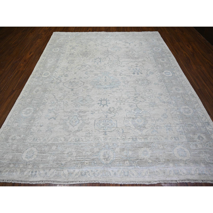 8'3" x 9'11" New Hand Knotted Grey Wool Rectangle Oriental Rug - MOA10274407