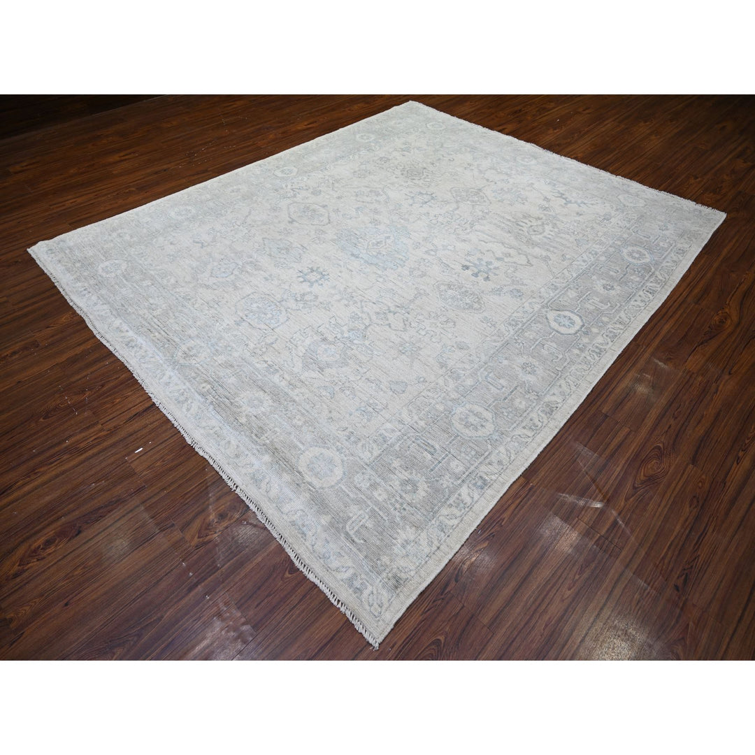 8'3" x 9'11" New Hand Knotted Grey Wool Rectangle Oriental Rug - MOA10274407