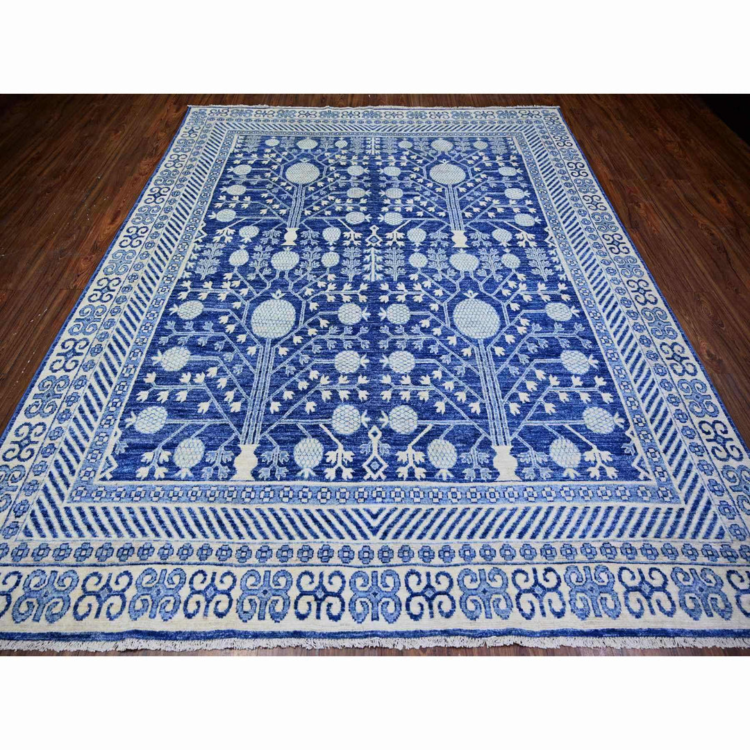 8'3" x 10'1" New Hand Knotted Blue Cotton Rectangle Oriental Rug - MOA10274438