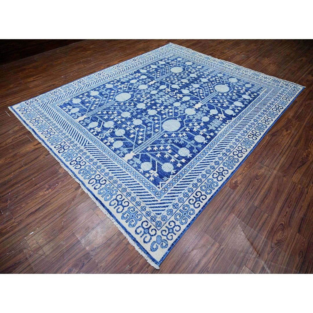 8'3" x 10'1" New Hand Knotted Blue Cotton Rectangle Oriental Rug - MOA10274438