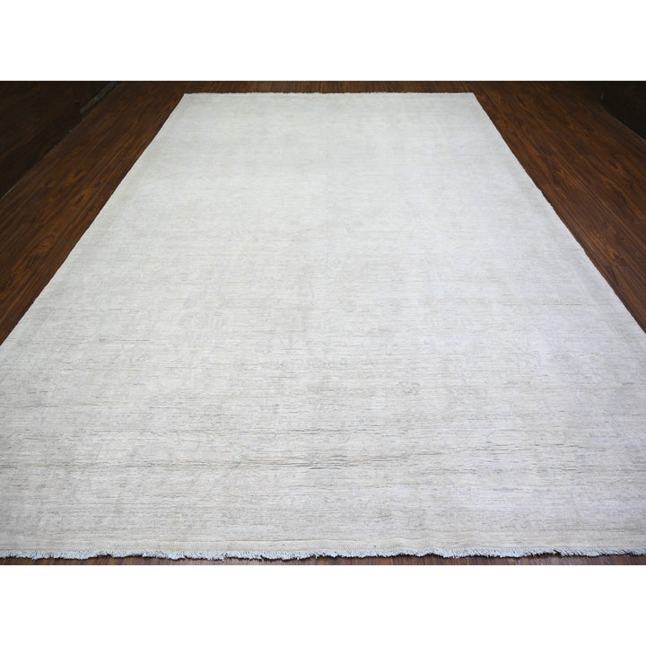 9'10" x 13'8" New Hand Knotted Ivory Cotton Rectangle Oriental Rug - MOA10274444