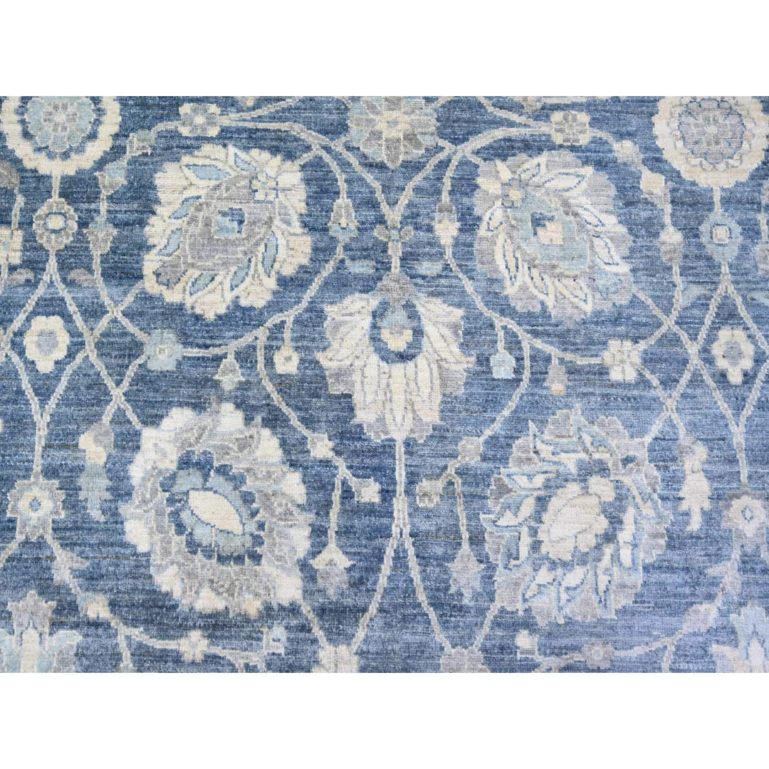 9'10" x 14'3" New Hand Knotted Blue Wool Rectangle Oriental Rug - MOA10274461