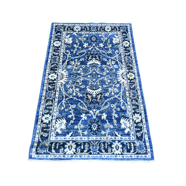 2'10" x 4'8" New Hand Knotted Blue Wool Rectangle Oriental Rug - MOA10274473