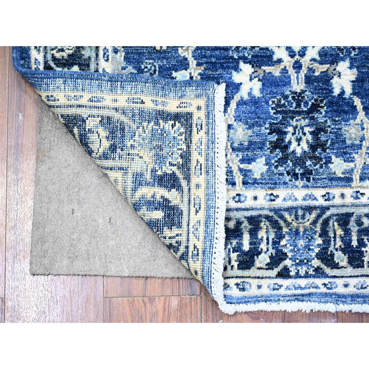 2'10" x 4'8" New Hand Knotted Blue Wool Rectangle Oriental Rug - MOA10274473