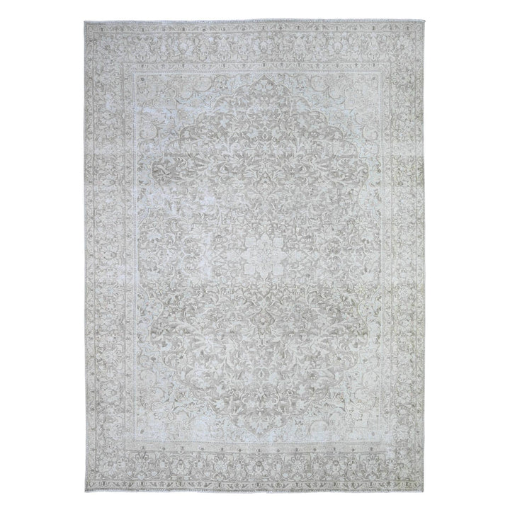 7'8" x 10'6" Vintage Hand Knotted Grey Wool Rectangle Oriental Rug - MOA10274477