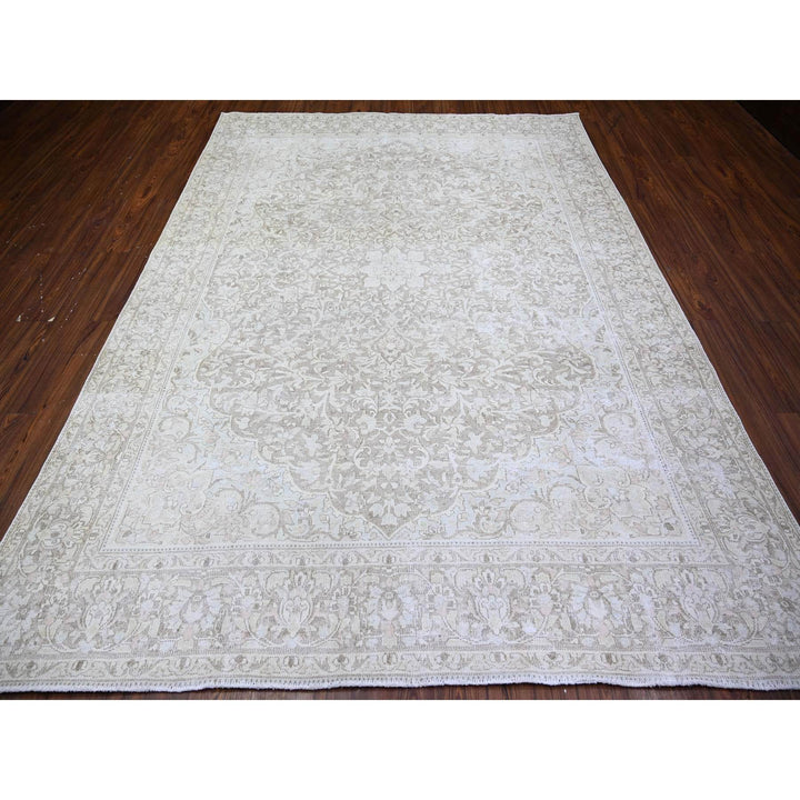 7'8" x 10'6" Vintage Hand Knotted Grey Wool Rectangle Oriental Rug - MOA10274477