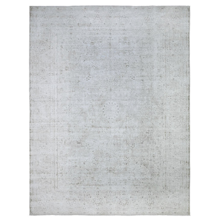 9'9" x 12'8" Vintage Hand Knotted Grey Wool Rectangle Oriental Rug - MOA10274480