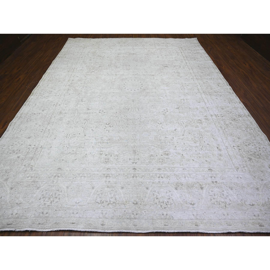 9'9" x 12'8" Vintage Hand Knotted Grey Wool Rectangle Oriental Rug - MOA10274480