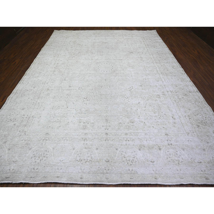 9'9" x 12'8" Vintage Hand Knotted Grey Wool Rectangle Oriental Rug - MOA10274480