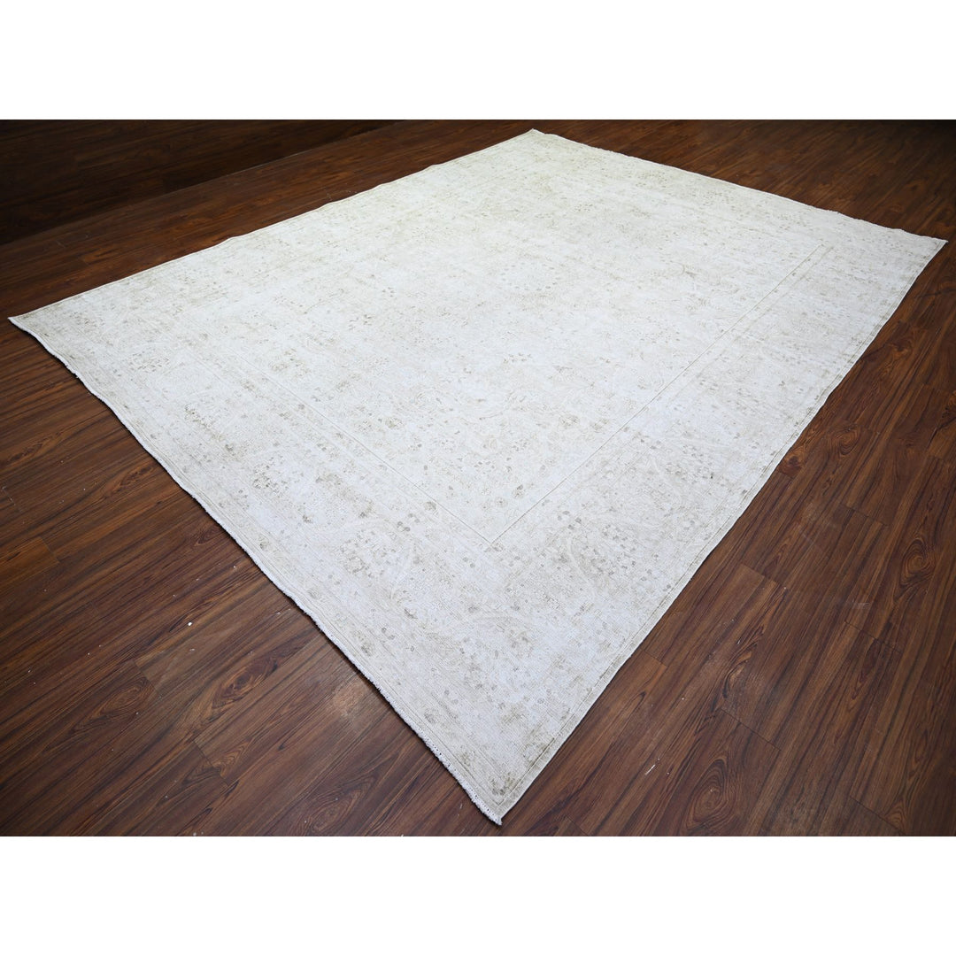 9'9" x 12'8" Vintage Hand Knotted Grey Wool Rectangle Oriental Rug - MOA10274480