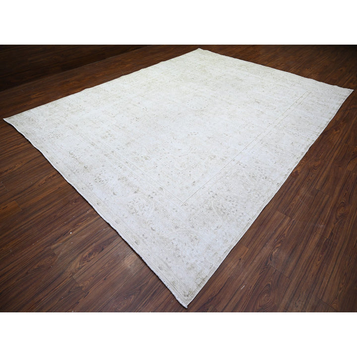 9'9" x 12'8" Vintage Hand Knotted Grey Wool Rectangle Oriental Rug - MOA10274480