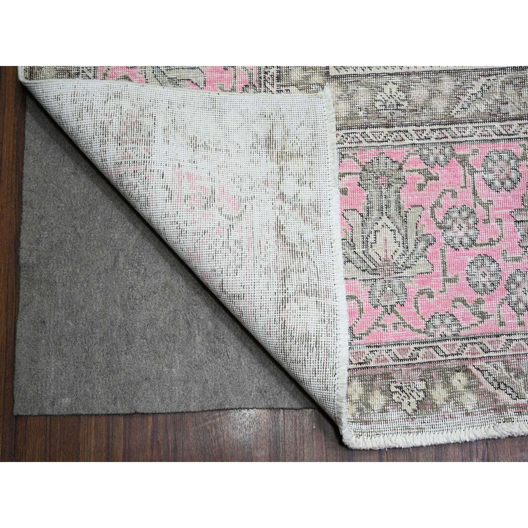 11'3" x 15'9" Vintage Hand Knotted Pink Wool Rectangle Oriental Rug - MOA10274481