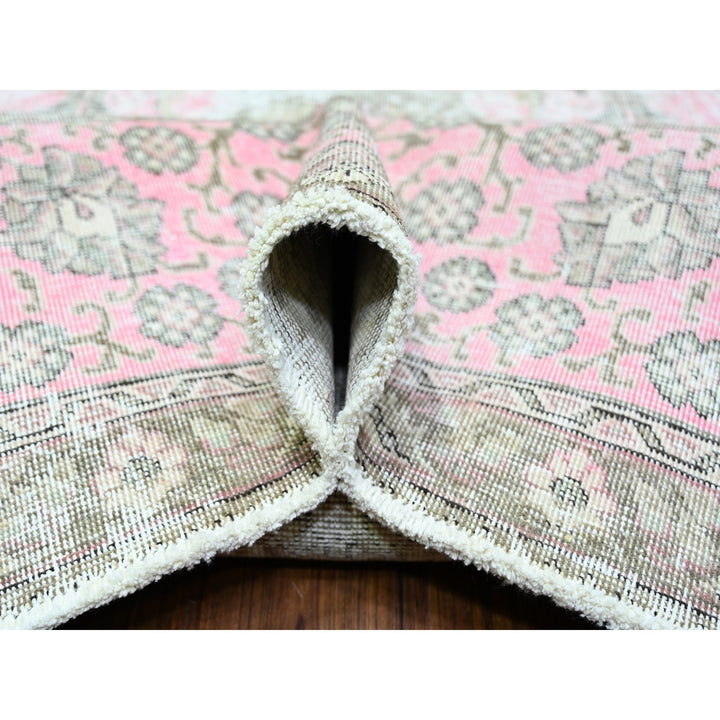11'3" x 15'9" Vintage Hand Knotted Pink Wool Rectangle Oriental Rug - MOA10274481