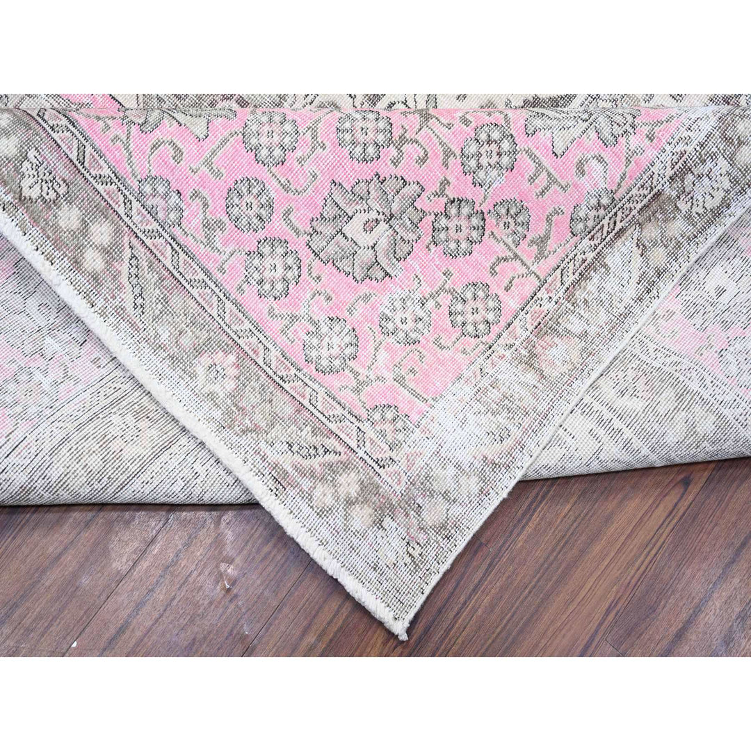 11'3" x 15'9" Vintage Hand Knotted Pink Wool Rectangle Oriental Rug - MOA10274481