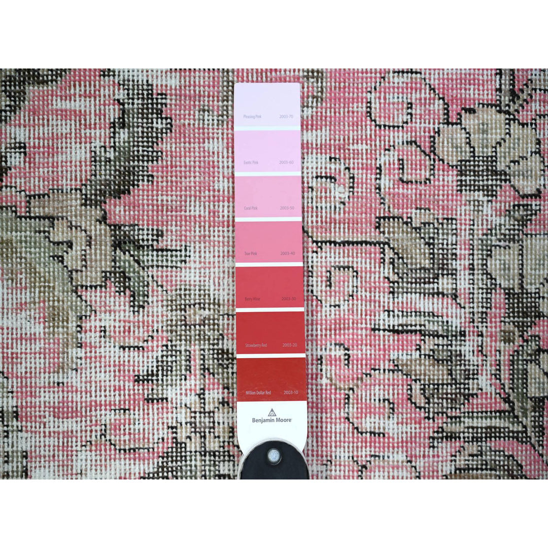 11'3" x 15'9" Vintage Hand Knotted Pink Wool Rectangle Oriental Rug - MOA10274481