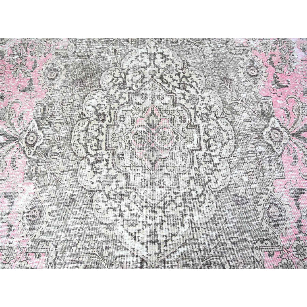 11'3" x 15'9" Vintage Hand Knotted Pink Wool Rectangle Oriental Rug - MOA10274481