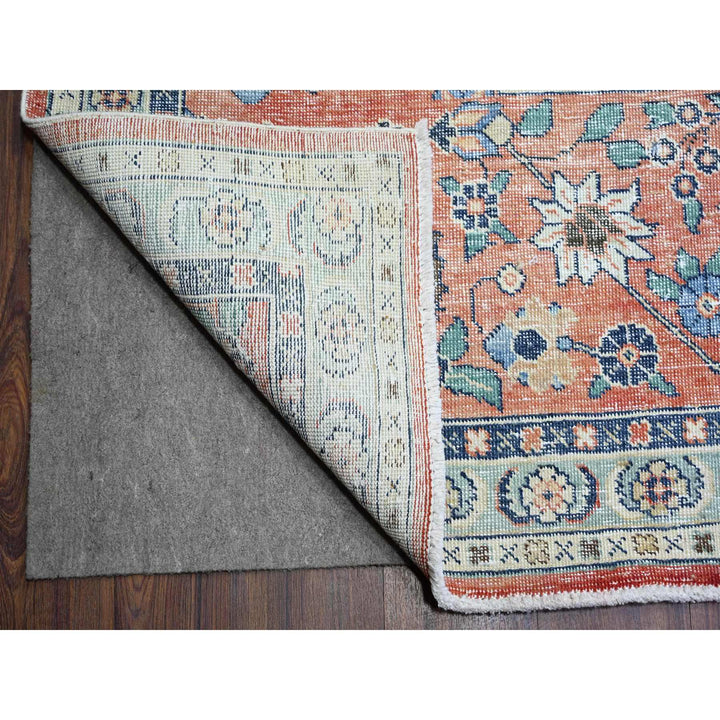 12'2" x 15'2" Vintage Hand Knotted Orange Wool Rectangle Oriental Rug - MOA10274483