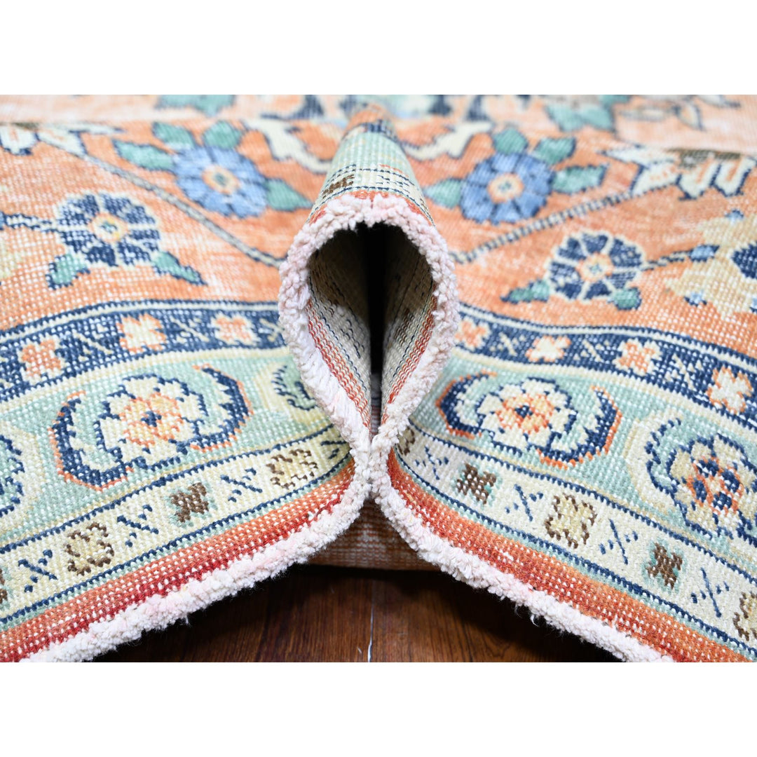 12'2" x 15'2" Vintage Hand Knotted Orange Wool Rectangle Oriental Rug - MOA10274483